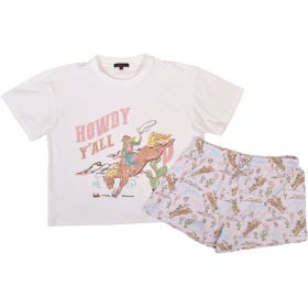 Canyon Creek Women's Yummy Western Tee Graphic Knit Short Set