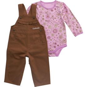 Carhartt Infant Girls' 2-Piece Long Sleeve Floral Bodysuit   Canvas Overall Set