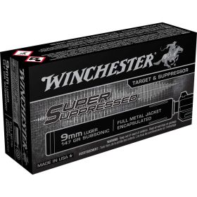 Winchester 9mm Luger Super Suppressed 147-Grain Full Metal Jacket Encapsulated Handgun Ammunition (50 Rounds)