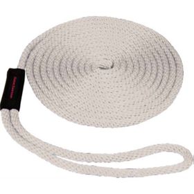 Seasense Multi-Filament Pre-Spliced Solid Braid Dock Line with Chafe Guard, 3/8 in x 15 ft, White