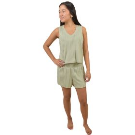 Embrace Your Love Women's Desert Sage Brushed Rib V-Neck Tank & Short Lounge Set