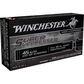 Winchester Super Suppressed .45 Auto 230-Grain Subsonic FMJ Encapsulated Handgun Ammunition