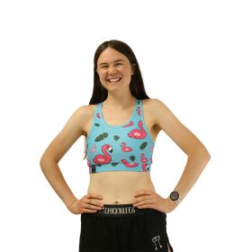 Chickn Legs Women's Sports Bra Blue Flamingo
