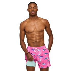 Chubbies Men's Great Pink Sharks 5.5 Classic Lined Swim Trunk
