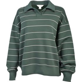 Rae Mode Womens' Softlite Luxe Fleece Striped Polo