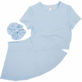 Sola Girls Girls' Ribbed Crossover Top & Skort Set with Jumbo Scrunchie