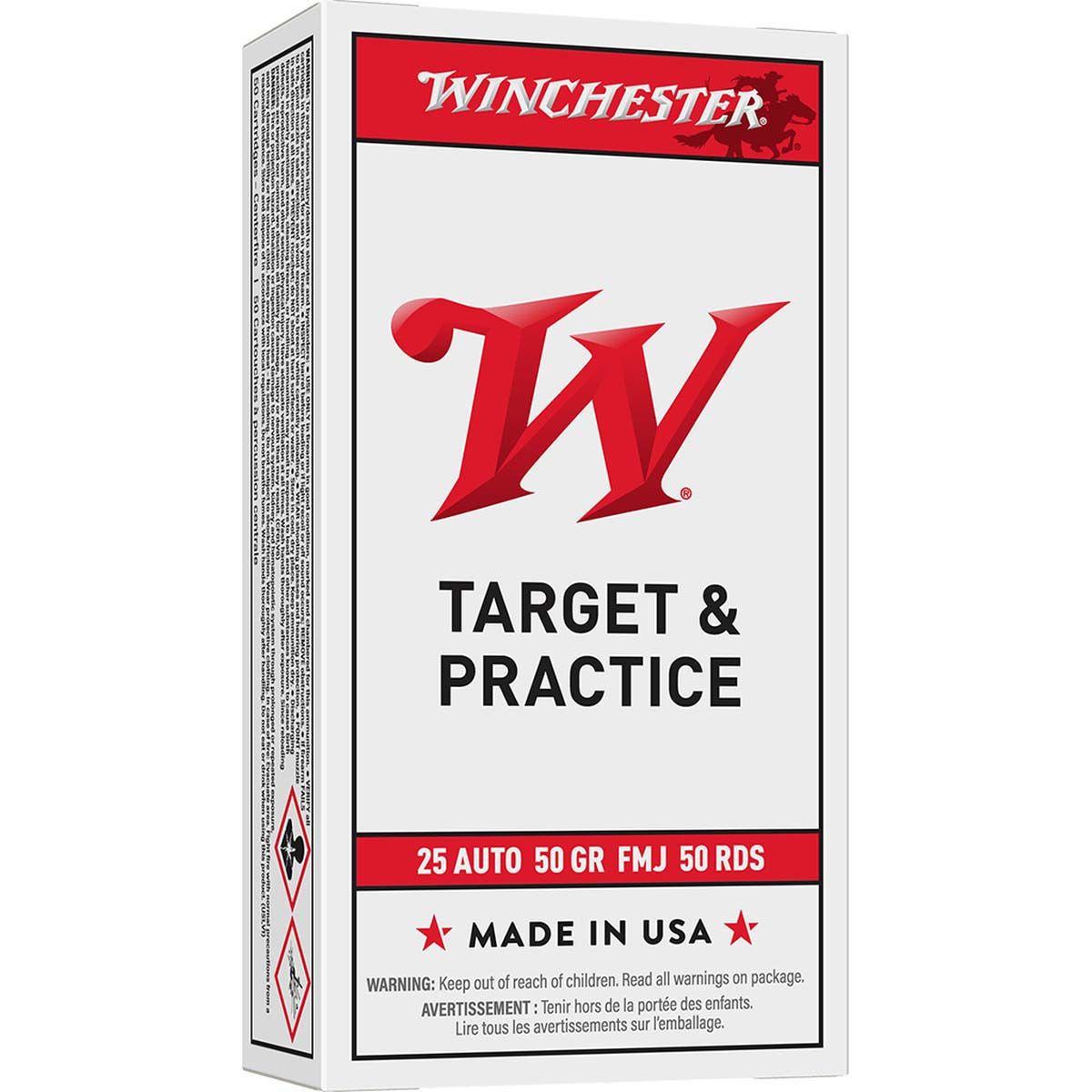 Winchester Handgun .25 Auto 50-Grain FMJ Ammunition (50 Rounds)