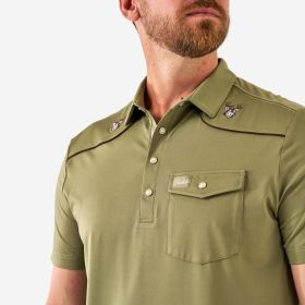 Burlebo Men's Whitetail Deer Pearl Snap Performance Polo