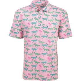 Aeroline Men's Pink Gator Golf Printed Polo