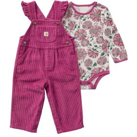 Carhartt Girl's Infant 2-Piece Long Sleeve Bodysuit & Corduroy Overall Set