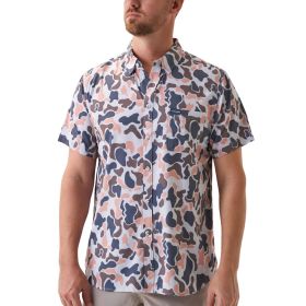 Burlebo Men's Vintage Camo Performance Short-Sleeve Button-Up Shirt