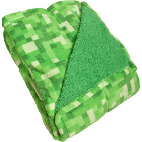 Canyon Creek Green Boxes Sherpa-Lined Blanket