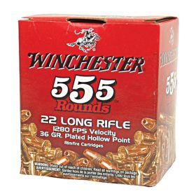 Winchester 22LR 36-Grain Copper Plated Hollow Point Rimfire Ammunition (555 Rounds)