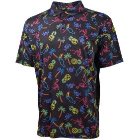 Aeroline Men's Tall Black Neon Flamingo Printed Polo