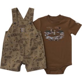 Carhartt Infant Boys' 2-Piece Short Sleeve Bodysuit & Canvas Printed Shortall Set