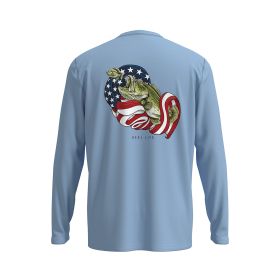 Reel Life Men's Performance Long Sleeve UV Shirt - Patriotic Bass Graphic