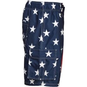 Canyon Creek Men's Red, White and Blue American Stars 9" Inseam Swim Trunk with Cargo Pocket