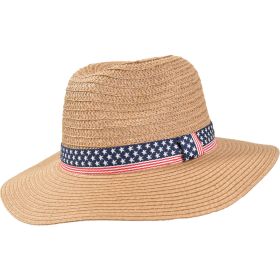 David & Young Floppy Straw Hat w/ American Flag Ribbon