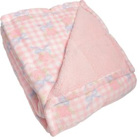 Canyon Creek Rose Bow Pink Plaid Sherpa-Lined Blanket