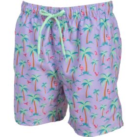 Canyon Creek Men's Flamingo Palm Tree 6" Inseam Classic Swim Trunk