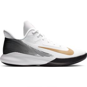 Nike Men's Precision 4 White/Metallic Gold Basketball Shoes