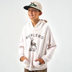 Burlebo Boys' Heather Oatmeal Whitetail Deer Fleece Hoodie