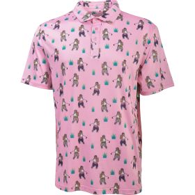 Aeroline Men's Pink Bear Dressed to Play Gof Printed Polo