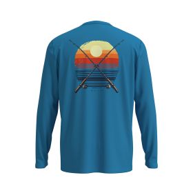 Reel Life Men's Performance Long Sleeve UV Shirt - Sunset Crossed Rods Graphic
