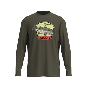 Reel Life Men's Performance Long Sleeve UV Shirt - Live Free Bass Badge Graphic