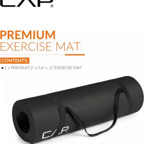 Cap 1/2-Inch High Density Exercise Yoga Mat with Strap