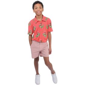 Aeroline Boys' Coral Monkey Dino Printed Polo