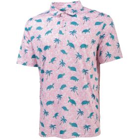 Aeroline Men's Pink Turtle Printed Polo
