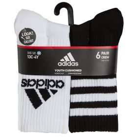 adidas Youth Cushioned Mixed 6-Pack Crew Sock