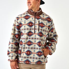 Burlebo Men's Arizona Aztec Mountain Fleece Sherpa Quarter-Zip