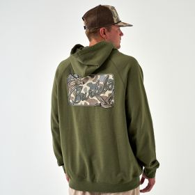 Burlebo Men's Deer Camo Patch Logo Fleece Hoodie