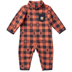 Carhartt Boy's Infant Burnt Brick Long Sleeve Zip-Front Microfleece Printed Coverall