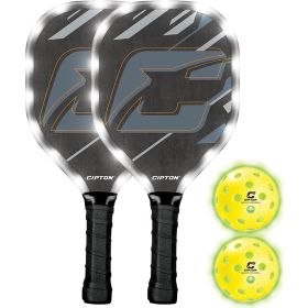 Cipton LED Pickleball Paddle Set with RGB Lights & 4 Outdoor Pickleballs