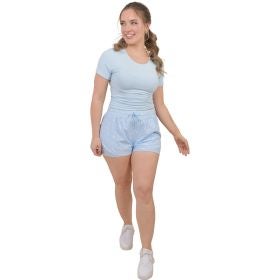 Sola Women's Nude Tech Random Rib Short Sleeve Active Crop Top