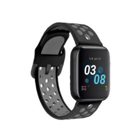 Itouch Air 3 Smartwatch: Black Case with Black/Grey Perforated Strap