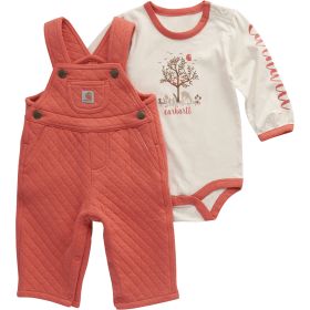 Carhartt Infant Girls' 2-Piece Long Sleeve Bodysuit & Quilted Overall Set